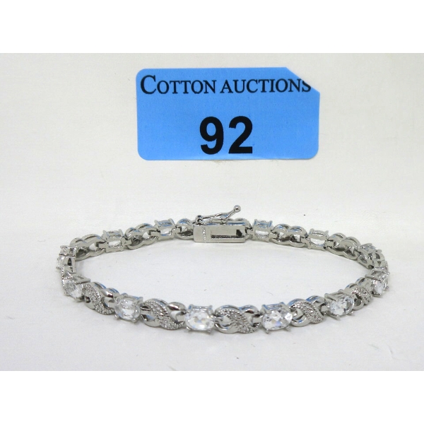 6.84 CT White Topaz & Diamond Infinity Tennis Bracelet 