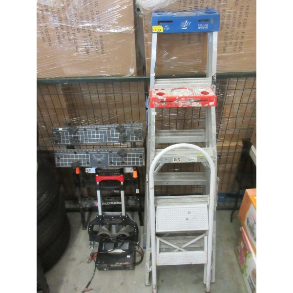 6 Piece Lot of Ladders, Work Bench and more