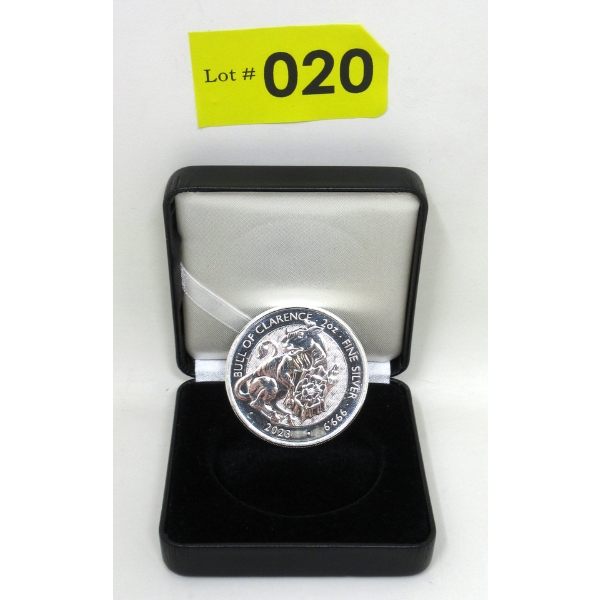 2 Oz .9999 Silver 2023 Bull of Clarence Coin 