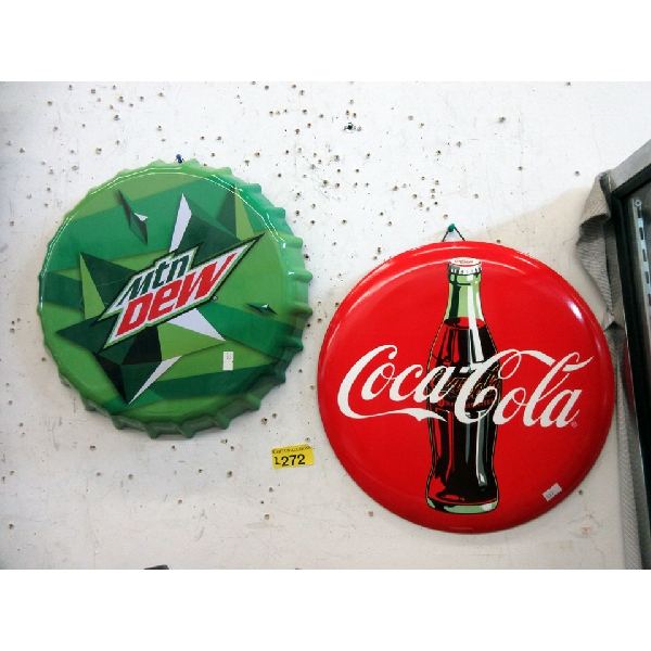 New 14" Coca-Cola & Mountain Dew Metal Signs