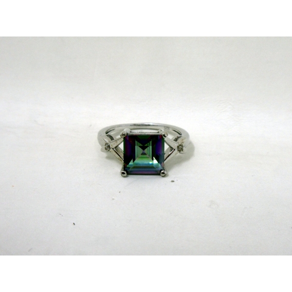 Mystic Topaz & Diamond Sterling Silver Ring