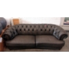Image 1 : Grey Faux Leather Sofa with Button Tufting 