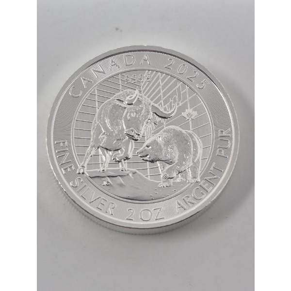 2 Oz .9999 Silver 2025 Canada Bear Vs Bull Coin 