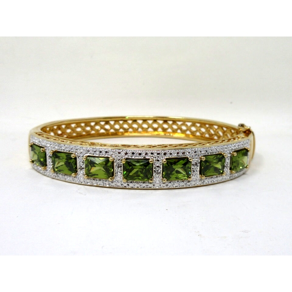 Gold Plated .925 Silver & Peridot Crystal Bracelet