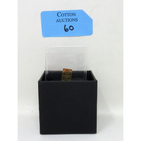 1/100 Oz .9999 Fine Gold Scottsdale Lion Mint Bar 