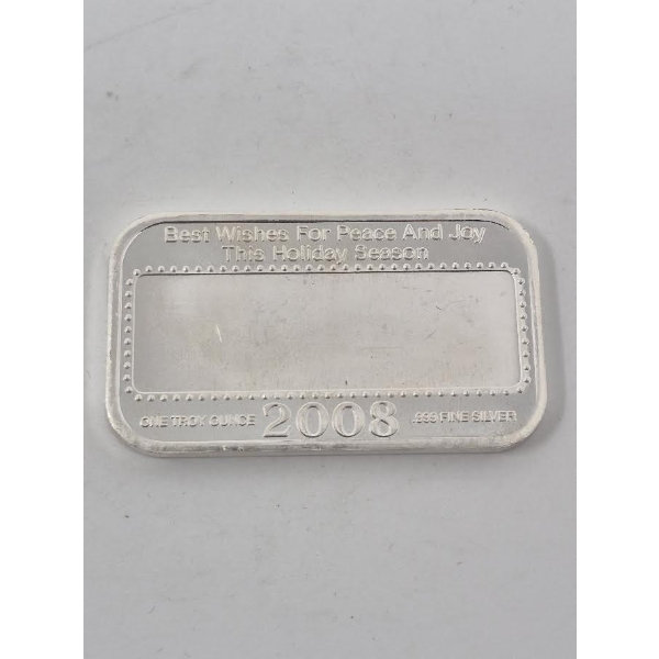 1 Oz .999 Silver 2008 Christmas Santa Bar