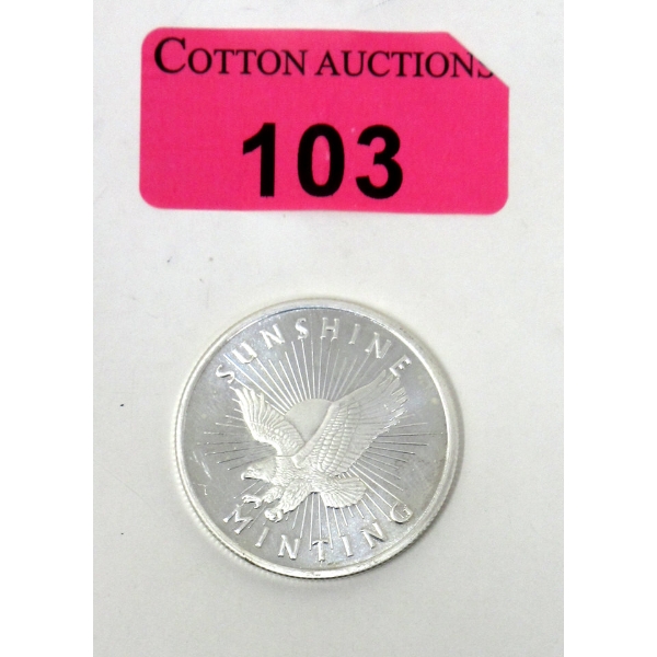1 Oz .999 Silver Sunshine Minting Round 