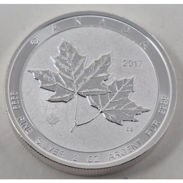 2 Oz .9999 Silver 2017 Canada Twin Maples Coin 