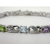 Image 2 : Multi-Gemstone & Diamond Tennis Bracelet 
