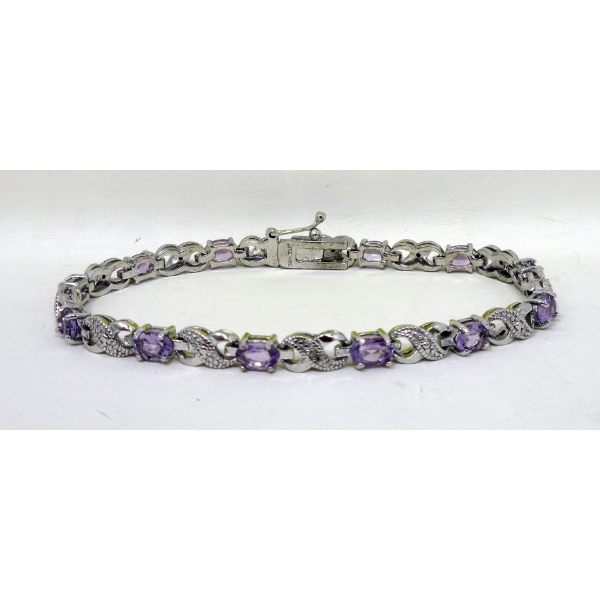 Amethyst & Diamond Tennis Bracelet 