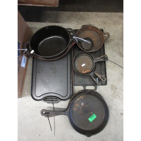 8 Cast Iron Skillets & Pans- Preowned - As Is
