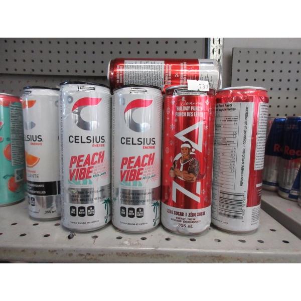 28 Dented Cans of Zola & Celsius Energy Drink 