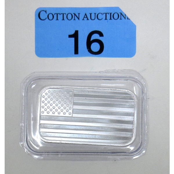 1 Oz .999 Silver American Flag Bar 
