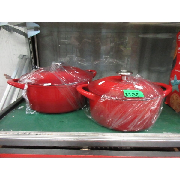 2 Tramontina Enamel Cast Iron Dutch Ovens  