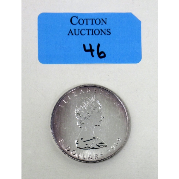 1 Oz .9999 Silver 1989 Canada Maple Leaf Coin 