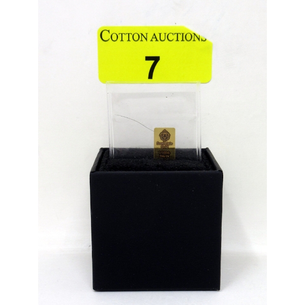 1/100 Oz .9999 Fine Gold Scottsdale Bar 