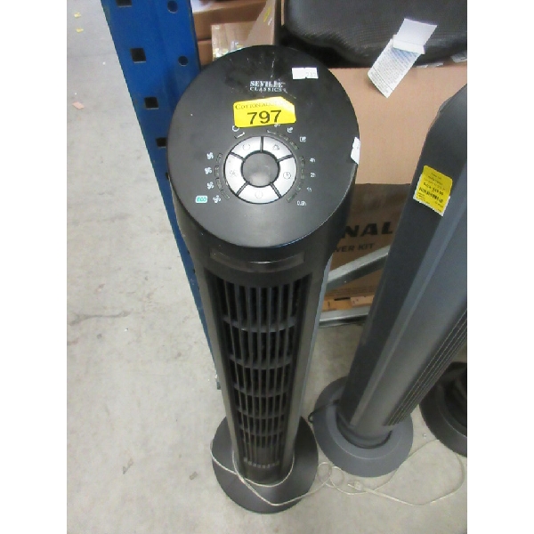 Black Seville Oscillating Tower Fan - No Remote