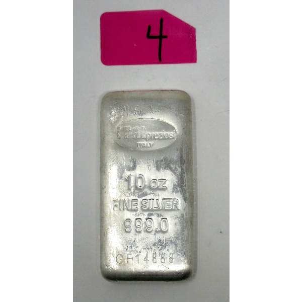 10 Oz .999 Silver Italpreziosi Italy Bar 