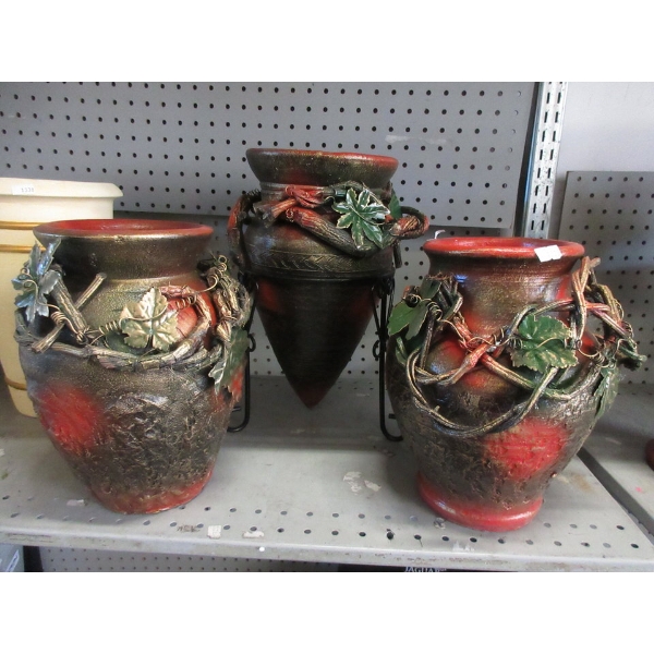 3 New Ceramic Vases - 1 on a stand