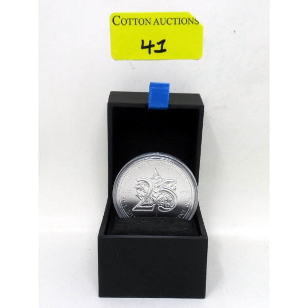 1 Oz .9999 Silver 25th Anniversary Royal Canadian Mint Coin 
