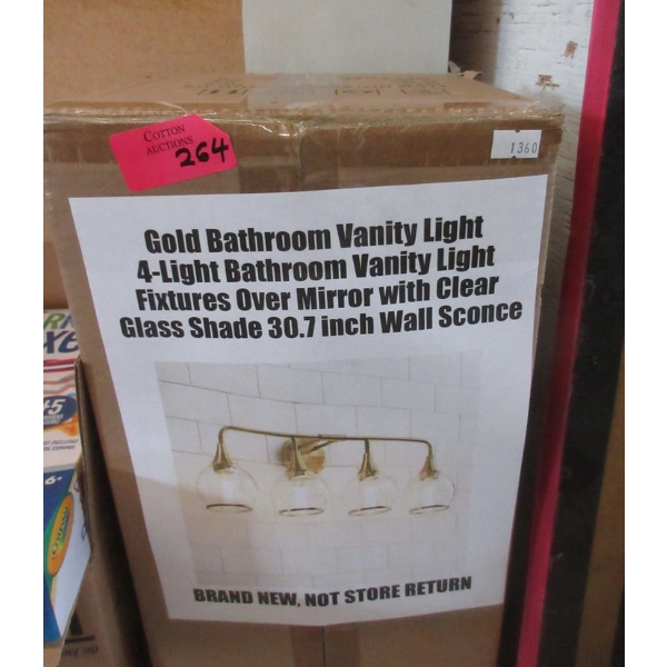 Gold 4-Light Bathroom Vanity Light in Box