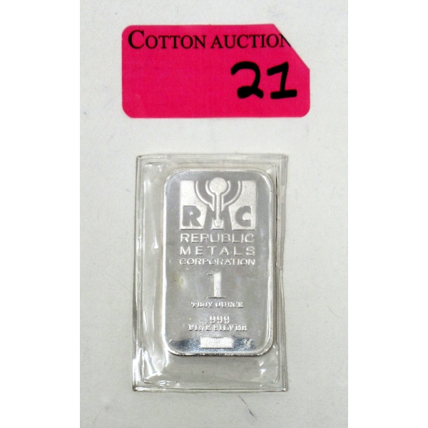 1 Oz .999 Silver RMC Republic Bar 