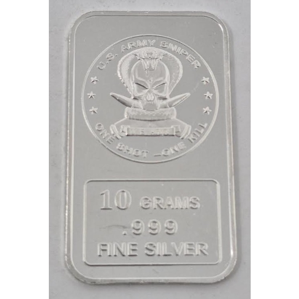 10 Gram .999 Silver U.S. Army Sniper Bar