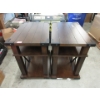 Image 1 : Pair of Black Metal & Brown Wood End Tables