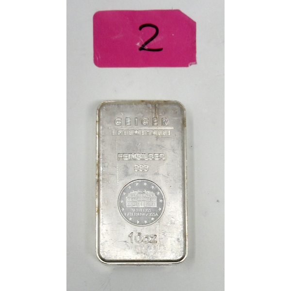 10 Oz .999 Silver GEIGER Edelmetalle Bar 