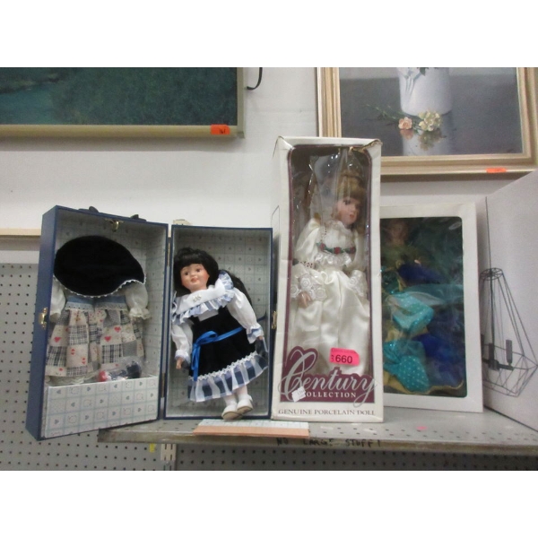 Porcelain Tree Topper & 2 Porcelain Dolls 