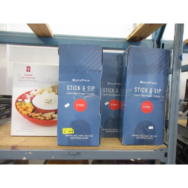 Heated Serving Tray & 3 Packs of Lawn Beverage Holders