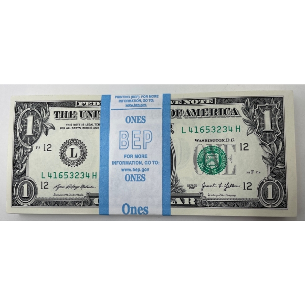 100 x $1 USD Uncirculated Federal Reserve Bundle 