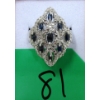 Image 1 : Multi-Sapphire & Diamond Sterling Silver Ring 