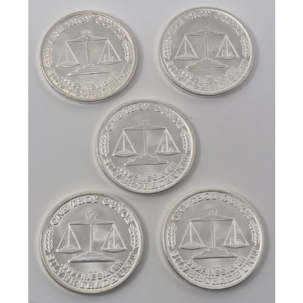 5 x 1 Oz .999 Silver Eagle/Silver Trade Unit Rounds