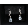 Image 1 : New Blue Topaz & Diamond Dangle Earrings 