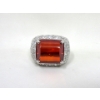 Image 2 : Ivana Sterling Silver Orange & Clear CZ Pave Dinner Ring