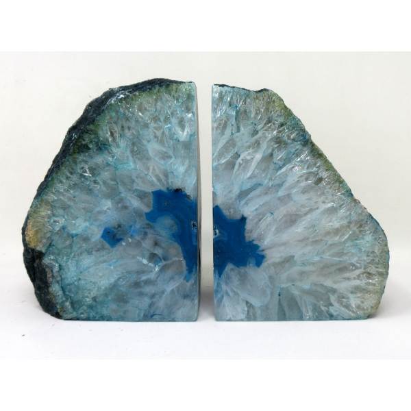 Blue Brazilian Crystal Agate Bookend Set