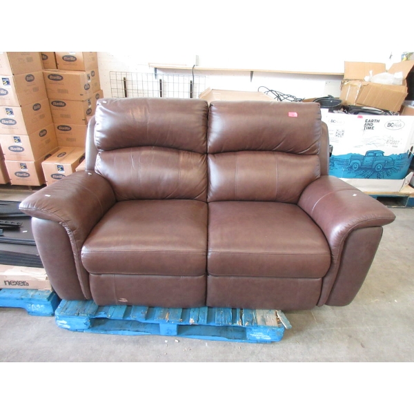 Brown Faux Leather Manual Reclining Love Seat