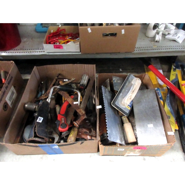 2 Boxes of Hand Tools & Tiling Floats
