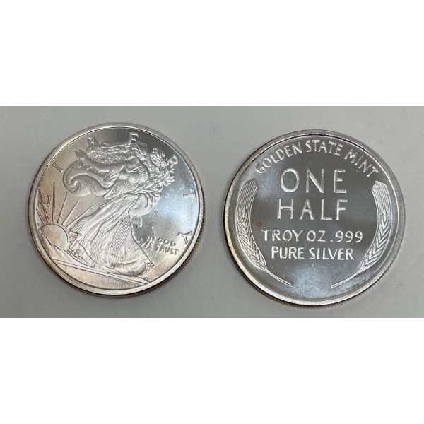 2 x 1/2 Oz .999 Silver Walking Liberty Rounds