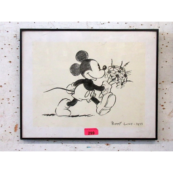 Framed Reprint of Mickey Mouse  Puppy Love - 1933 