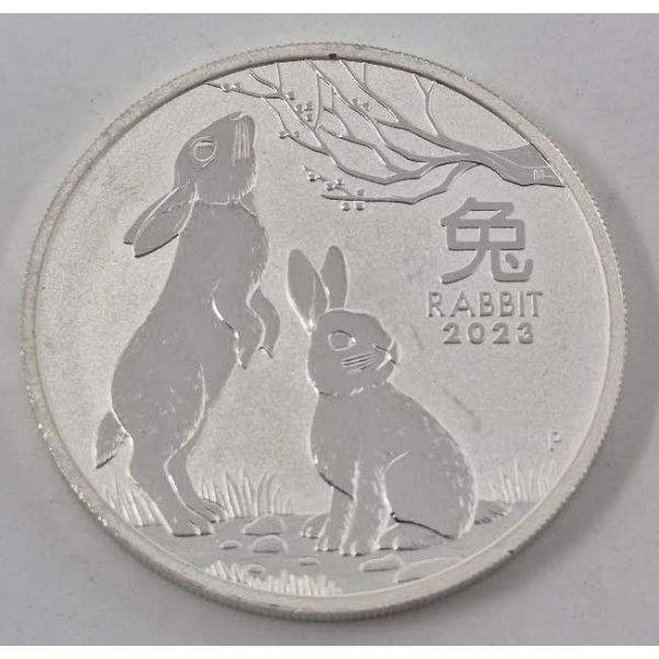 1 Oz .9999 Silver 2023 Year Of The Rabbit Coin 