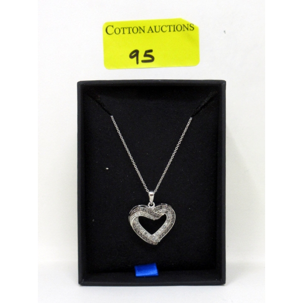 New Black & White Diamond Heart Necklace