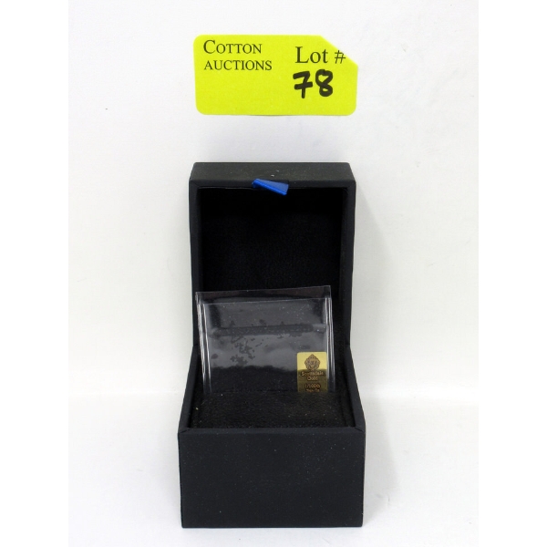 1/100 Oz .9999 Fine Gold Scottsdale Lion Bar 