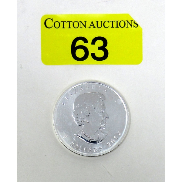 1 Oz .9999 Silver 2012 Maple Leaf Coin 