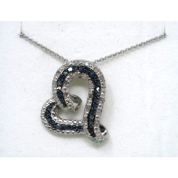 1/2 CT Blue & White Diamond Heart Pendant