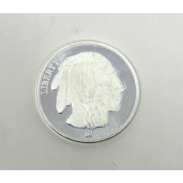 1 Oz .999 Silver Indigenous/Buffalo Round 