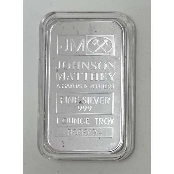 1 Oz .999 Silver Johnson Matthey Bar 