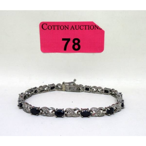 Blue Sapphire & Diamond Tennis Bracelet