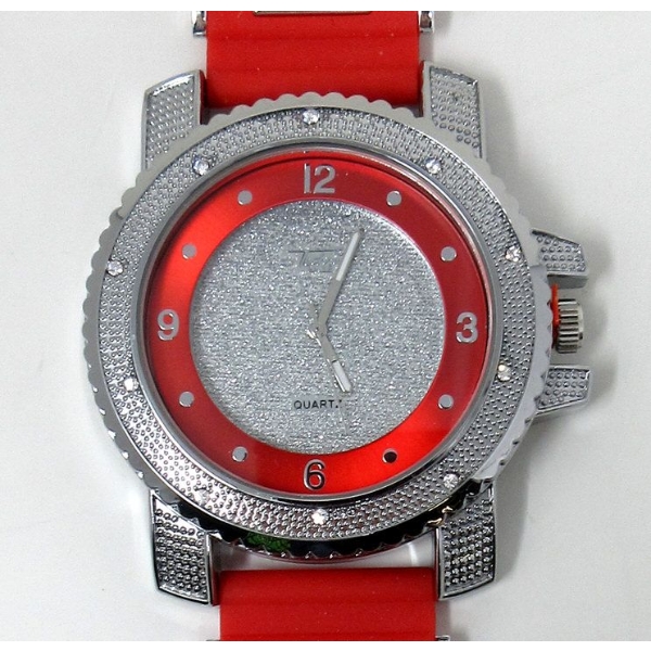 Men's New Techno Pave Crystal Watch with Silicone Band